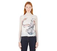 JW Anderson - Top Sottoveste Plissettato e Traslucido con Stampa - -Blouses & Shirts -Donna -Bianco -M