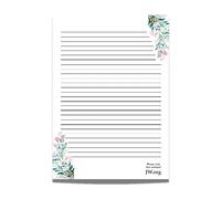JW - Blocco per lettere formato A4, a righe, con motivo floreale