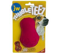 JW - Tumble Teez - Distributore di crocchette per cani - Gomma spessa, robusta e non tossica - Per l'occupazione di cani in casa - Misura media - Rosso