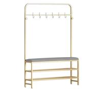 JWBXFYXW Albero della sala con panca di stoccaggio e organizzatore di scarpe autoportante con cabina con rack con ganci per telaio in metallo in pelle in pelle per la conservazione dell'ingresso