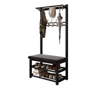 JWBXFYXW Panca per scarpe portabicchieri con poppa ad albero dell'ingresso con scaffale di stoccaggio Nizer 10 ganci telaio metallico 80x33x172cm