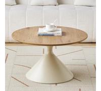 JWBXFYXW Tavolino in legno rotondo versatile - elegante divano tavolino e comodino per piccoli spazi - Ideale per il soggiorno in camera da letto - Finitura beige