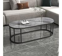 JWBXFYXW Tavolino ovale moderno con scaffale di stoccaggio Sinterita Sinterita Top e telaio in metallo - Facile Assembly Office Cafe Mobili