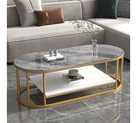 JWBXFYXW Tavolino ovale moderno con scaffale di stoccaggio - top in pietra sinterizzato e telaio in metallo facile assembly soggiorno office bar mobili divano elegante e tavolino da tè