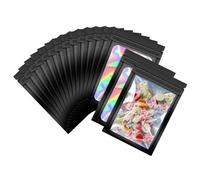 Jwely - Borsa in Mylar riutilizzabile, con chiusura a cerniera, con sacchetto olografico, nero, 40 pezzi 7 x 10 cm