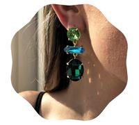 JWICOS Orecchini pendenti eleganti con cristalli e strass verde smeraldo da donna per feste (verde)