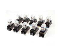 JWLINRKS 10 Pezzi DC 12V Bobina 4PDT 14 Pin LED Verde relè di Potenza for Uso Generale con Base Presa