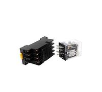JWLINRKS 10 Pezzi DC 220V Bobina 4PDT LED Verde relè di Potenza for Uso Generale con Base Presa