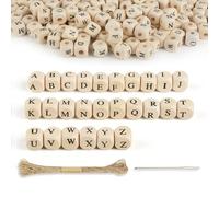 jwogngls 300 perline con lettere di legno, lettere di legno, perline di legno, cubi, perline di legno, dadi, perline di legno, alfabeto, lettere