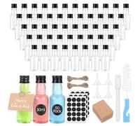 jwogngls 50 Pezzi Mini Bottiglie Alcolici Bomboniere, Bottigliette Liquore Mignon da 30 ml, Piccole Bottiglie di Plastica con Penna, Etichette, Imbuto e Pennello per Matrimoni, Feste e Whisky