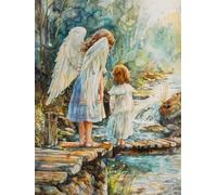 JWPSHIJIE Kit per Punto Croce per Adulti, Angeli nella religione, L, 50 * 70 cm Kit per Punto Croce Stampato da 11CT, Kit da Ricamo Stampato per Adulti, Decorazione Artistica da Parete per la Casa