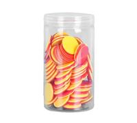 JWQFBC 100 Pezzi di Gettoni Matematici per Bambini, Gettoni Bicolore con Secchiello Portaoggetti, Gettoni per L'apprendimento delle Fiches del Bingo per, Rosso Giallo