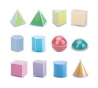 JWQFBC 12 Pezzi di Forme Geometriche, Solidi Geometrici 3D, Giocattoli Matematici, Sussidi Didattici, Giocattoli di Apprendimento per Materiale Sc