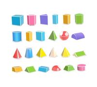 JWQFBC 24 Pezzi Blocchi Geometrici Solidi Trasparenti Manipolativi Matematica Multicolore Educativi da Smontare per Bambini Adatti per Regali