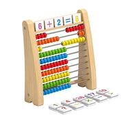 JWQFBC Abaco in Legno con Dieci Cornici, Giocattolo Educativo per Contare, Strumenti Matematici per Bambini della Scuola Elementare, Giocattoli in, con Le Carte