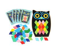 JWQFBC Blocchi di Legno con Motivi Creatività Educativa Forme Geometriche Intrattenimento per La Famiglia con Carte Puzzle Tangram Puzzle di Forme, Gufo, Taglia unica bambino