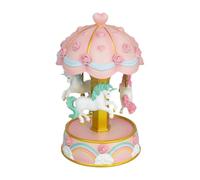 JWQFBC Carillon a Forma di Giostra con Cavalli E Luci Colorate, Decorazione Da Tavolo Ideale Come Regalo di Compleanno, ROSA