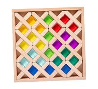 JWQFBC Cubi da Costruzione Arcobaleno, Set di Blocchi da Costruzione per Bambini, con Scatola di Legno per Riporre Oggetti, Gioco di Impilamento Trasparente,