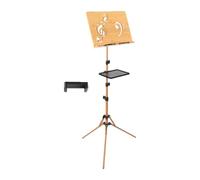 JWQFBC in Legno per Spartiti, Altezza Regolabile, Stabile, Robusto, Portatile, Pieghevole, per Pianoforte, Lettore, Palco, Viaggio, con Clip per Telefono a Vassoio