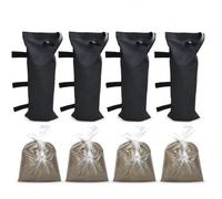 JWQFBC Sac di Sabbia per e Ombrellone, Pesi per e Tende, Sac Zavorra Riempibili per Esterni, Nero, 45 libbre (4 pezzi)