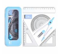 JWQFBC Set Geometria Scolastico, 7 Pezzi, Gomma da cancellare, Set geometria scolastico, Esercizi scolastici, Per scuole elementari, color to 1, color to 1, 15 cm