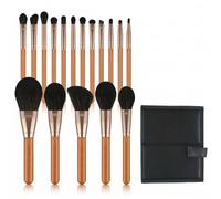 JWQFBC Set Pennelli Trucco 17 Pezzi, Manico, Fusto in metallo, Pennelli Trucco Oc, Sfumature, Per Estetiste, Set di 17 pennelli per trucco rosso acero con borsa pieghevole nera con coulisse