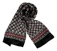 JWSilk Sciarpa lunga Charmeuse in seta da uomo, nero, rosso, 63"x10"