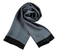 JWSilk Sciarpa lunga in seta charmeuse da uomo, a quadri neri e blu, 63"x10"