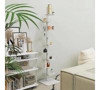 JWSYBD Libreria a 9 ripiani, ripiani regolabili, libreria in metallo, a forma di albero, da pavimento, per piccoli spazi, ripiani, organizer per studio, per ufficio a casa (White)