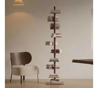 JWSYBD Libreria a 9 ripiani, ripiani regolabili, libreria in metallo, a forma di albero, da pavimento, per piccoli spazi, ripiani, organizer per studio, per ufficio a casa (Coffee)