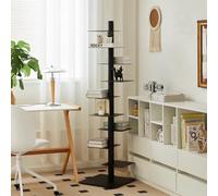 JWSYBD Libreria a 9 ripiani, ripiani regolabili, libreria in metallo, a forma di albero, da pavimento, per piccoli spazi, ripiani, organizer per studio, per ufficio a casa (Black)