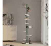JWSYBD Libreria a 9 ripiani, ripiani regolabili, libreria in metallo, a forma di albero, da pavimento, per piccoli spazi, ripiani, organizer per studio, per ufficio a casa (Green)