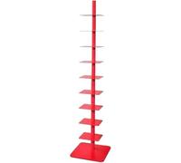 JWSYBD Libreria in Metallo A 9 Strati Scaffale Invisibile, Scaffale Portaoggetti in Ferro, Altezza Regolabile, Verticale Da Pavimento Girevole A 360 Gradi Adatta Per Soggiorno Ufficio (rosso)