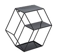 Jwthee 2 pezzi di ripiani galleggianti esagono per parete, scaffale a parete in metallo geometrico display di cristallo a parete a parete montata su metallo in legno.