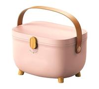 Jwthee Medicines Oval Medicines Box Organizer, in plastica scatola di pronto soccorso vuoto, doppio strato di medicinali di grande capacità, kit di emergenza vuoto per la casa per il (Rosa)