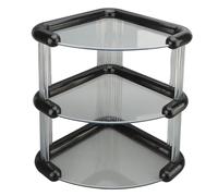 Jwthee Scaffali di stoccaggio ad angolo a 3 livelli, organizzatori di trucco per reciprocità di vano per vani vanity triangolare per ufficio da cucina del bagno (Nero)