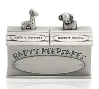 Jwthee Scatola dei ricordi per bambino e bambina, set di scatole per ricordi del primo dentino e riccioli di bambino, scatola dei ricordi per bambini piccoli (Argento antico)