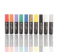 Jwthee Set di 10 pennarelli a vernice acrilica dai colori vivaci, punte in fibra da 15 mm, fai da te, resistenti all'acqua, ad asciugatura rapida, per cartelli, lavagne, calligrafia,