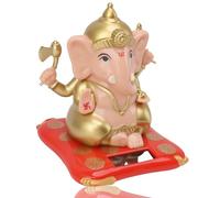 Jwthee Statue del dio elefante Ganesha, statua oscillante dell'elefante ad energia solare Mini figurine dell'elefante Ganesha per la decorazione della scrivania della casa del cruscotto (Fleshcolor)