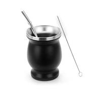 Jwthee Tazza Yerba Mate, Set tazza da tè Yerba Mate, Set zucca Yerba Mate, Tazza Mate moderna in acciaio inossidabile, Spazzola per pulizia paglia Yerba in acciaio inossidabile nero per