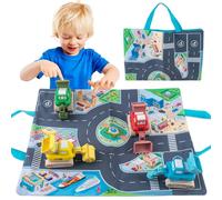 JWTRSVTY 4 PCS Auto Giocattolo Bambini, Escavatore Giocattoli Bambini, Camion Auto Regalo Set, Cantiere Cars Giocattolo con Borse Portaoggetti di Mappe, Escavatore Regalo per Ragazzi Ragazze 1-9 Anni