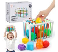 JWTRSVTY Giocattoli Apprendimento Delle Forme Sensoriali, Giocattolo Selezionare Le Forme Bambino, Bambini Ordinamento Forme Giocattoli, Cubi Colorati E 12Pcs Blocchi Sensoriali, per Bambini 6-18 Mesi