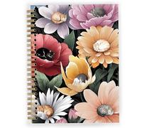 JWVK Boho Floral Cat Spiral Notebook, Rustic Colorful Flower Notebooks for Note Taking, Gifts for Cat Lovers, Wildflower Aesthetic Journal Journaling, 5.5x8.3 Inch