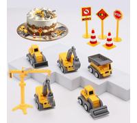JXAXD Set di decorazioni per feste di compleanno per bambini, 11 escavatore, decorazione per torte, cantiere, escavatore, giocattolo per compleanno, bambini, 2, 3, 4, 5 anni