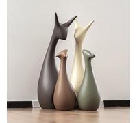 JXCBXJ Statua in ceramica,Statua della famiglia dei cervi (set da 4),decorazioni creative in ceramica,decorazioni per la casa, adatto per mensole, librerie,supporti TV.