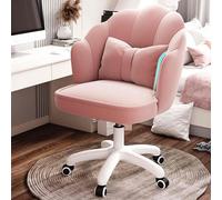 JXCCA Sedia da Ufficio con Rotelle, Sedia Scrivania Ragazza, Morbida Sedia da Ufficio, Ergonomia, Rotazione di 360 °, Cuscino in Cotone Rimbalzante, Piedi a Cinque Stelle, Portata 200 kg