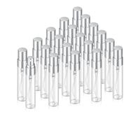 Jxcmeng 20 mini nebulizzatori da 5 ml, vuoti, in vetro trasparente, ricaricabili, con ugello alluminizzato argentato, contenitore per il trucco per profumi (tappi argentati da 5 ml)