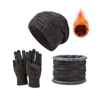 JXCTNNU Cappello Sciarpa Guanti Set Invernale Berretto Cappelli Invernali Invernale Scaldacollo Guanti Touch Screen Uomo Donna 3in1 Kit Accessori Caldi Cappello Sciarpa Guanti (Marrone)