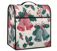 JXDXHCW Coperture per mixer da 6-8 litri, copertura antipolvere con manico superiore e tasche per accessori da cucina, antipolvere, motivo: campane natalizie rosse e blu, agrifoglio