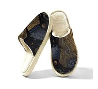 JXDXHCW Pantofole calde da donna e uomo, scarpe da casa per interni e | Tomaia in pelle scamosciata, fodera corta in finta pelliccia, suola antiscivolo, comoda, lavabile, pantera nera alata cosmica